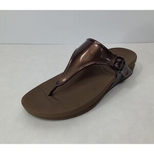 Fitflop Women Sandal Lulu Size‎ 9 M Toning Toe Thong Shoe Bronze Brown 403-012